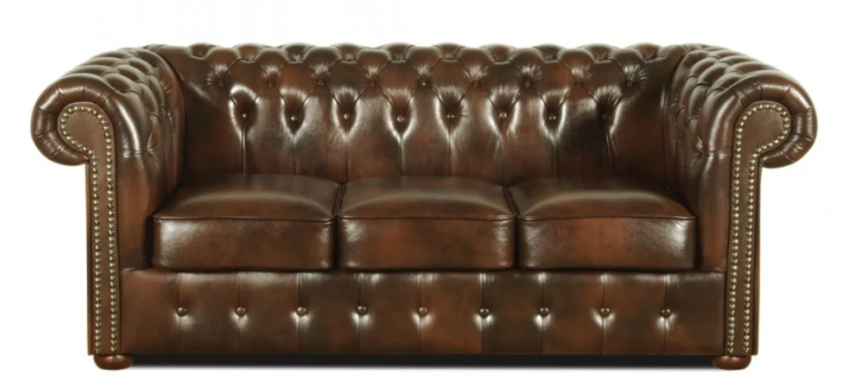 Casa Padrino Chesterfield sala de estar conjunto marr¨®n oscuro - lujosos muebles de cuero genuino