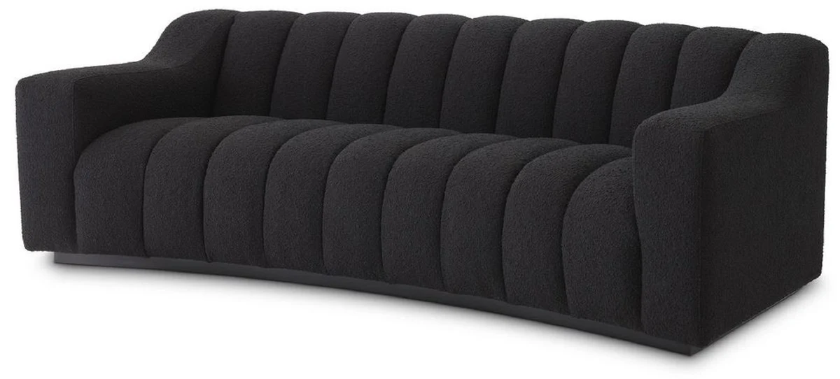 Casa Padrino sof¨¢ de lujo negro 234 x 96 x A. 76,5 cm - Sof¨¢ de sal¨®n ligeramente curvado - Sof¨¢ de Hotel - Calidad de Lujo