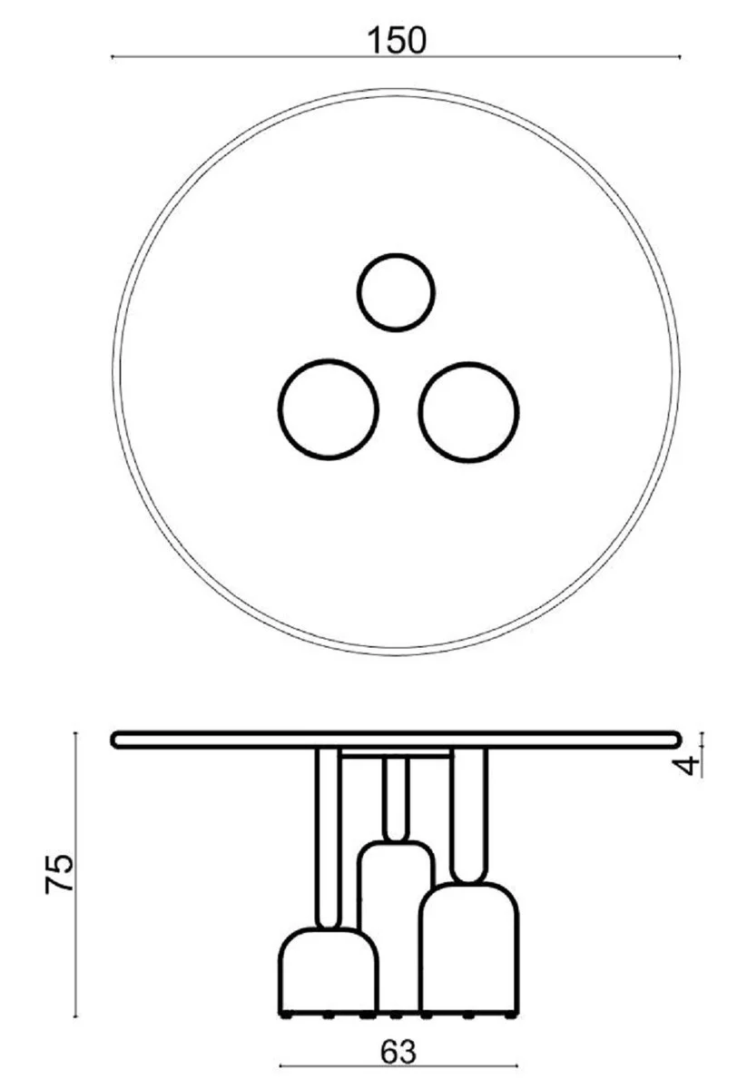 Casa Padrino mesa de comedor de lujo blanco / bronce ? 150 cm - Luxury hotel & restaurant furniture