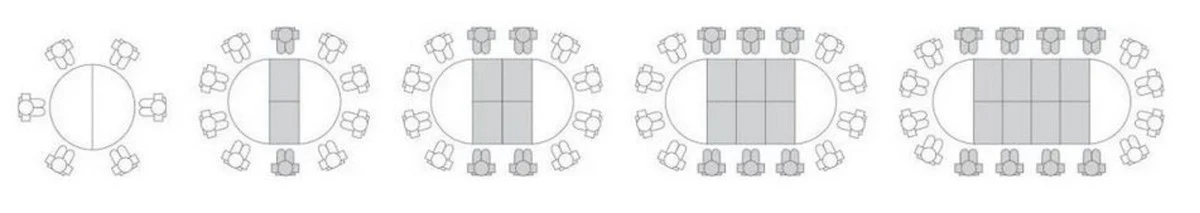 Casa Padrino mesa de comedor de lujo gris / negro 140-320 x 140 x A. 77 cm - Mesa de conferencia redonda extensible de madera maciza - Muebles de comedor - Muebles de oficina - Muebles de lujo