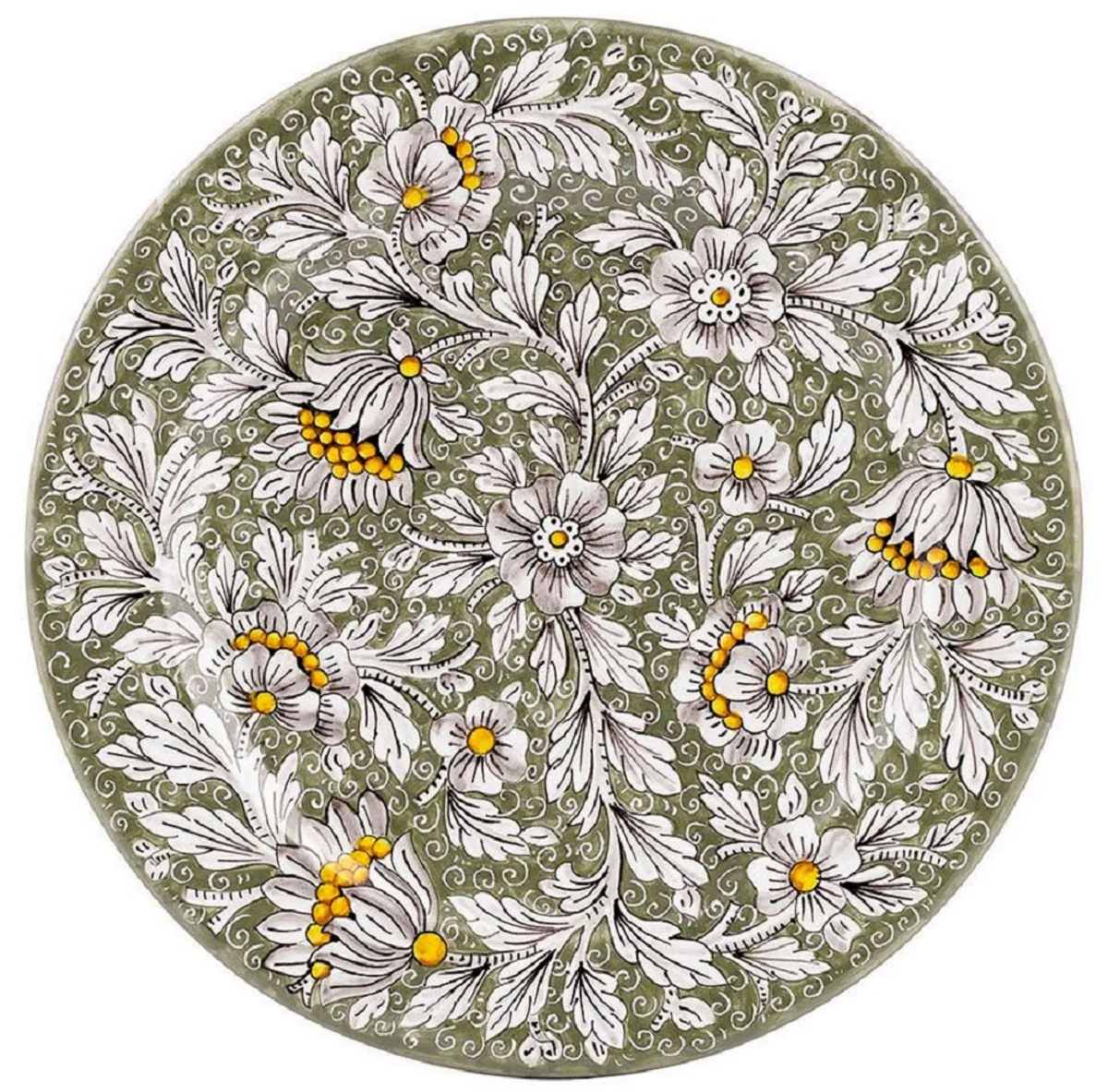 Casa Padrino conjunto de 6 platos de cer¨¢mica de lujo verde oliva ? 32 cm - Hecho en Italia