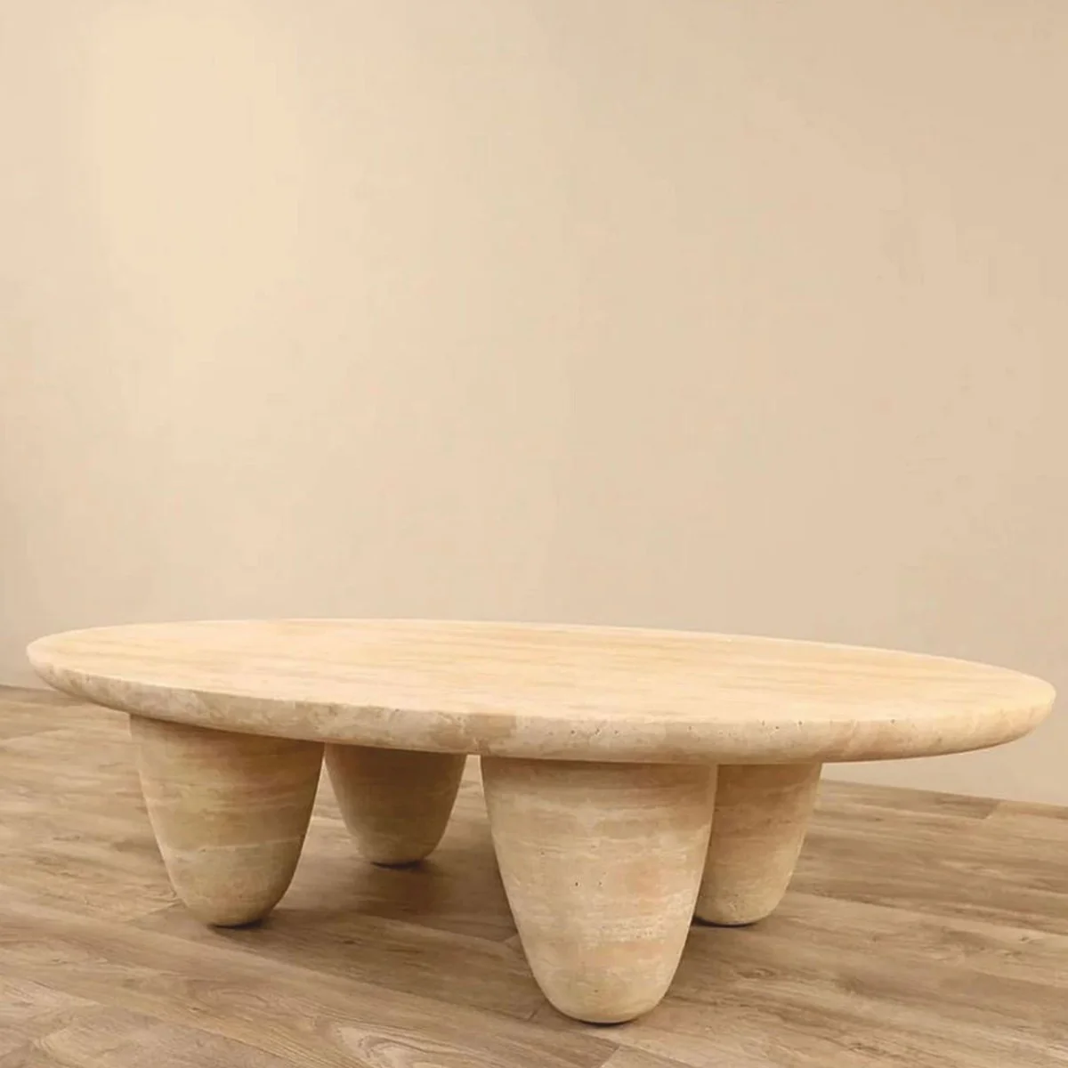 Casa Padrino mesa de centro de lujo de piedra natural travertino beige 120 cm - Muebles de sal¨®n