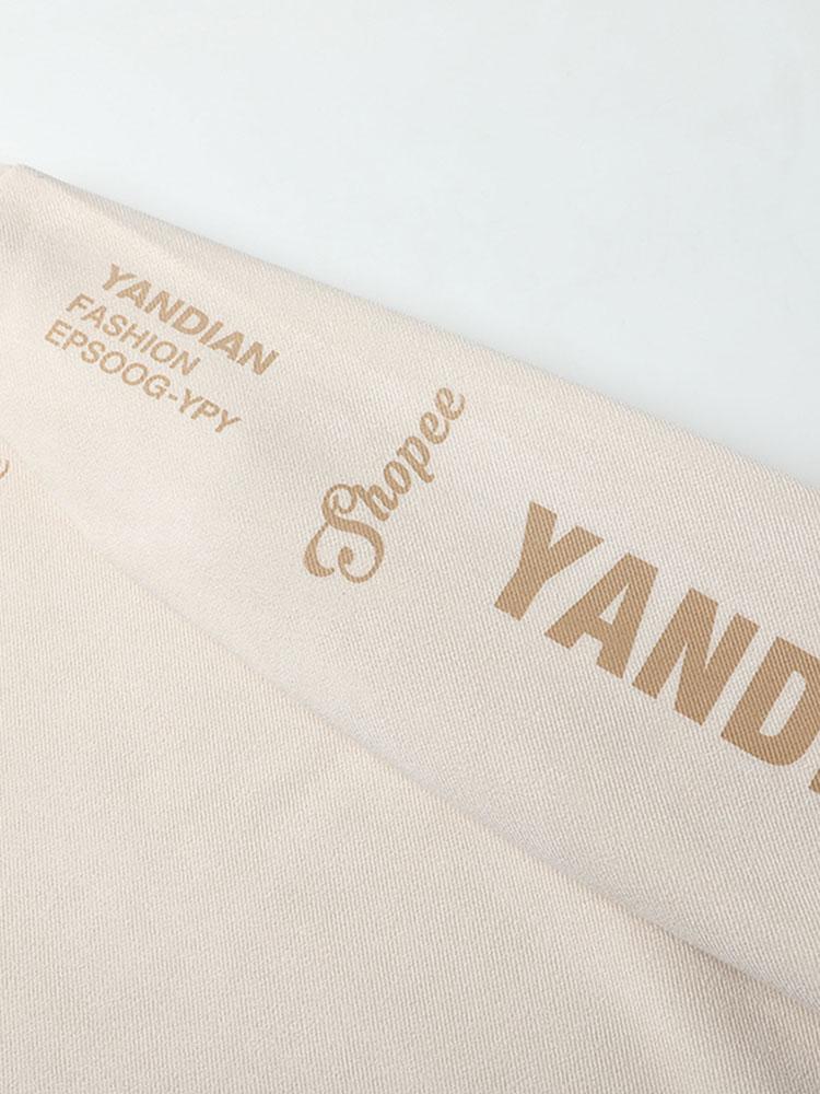 Letter Print Suede Crew Neck Sweatshirt