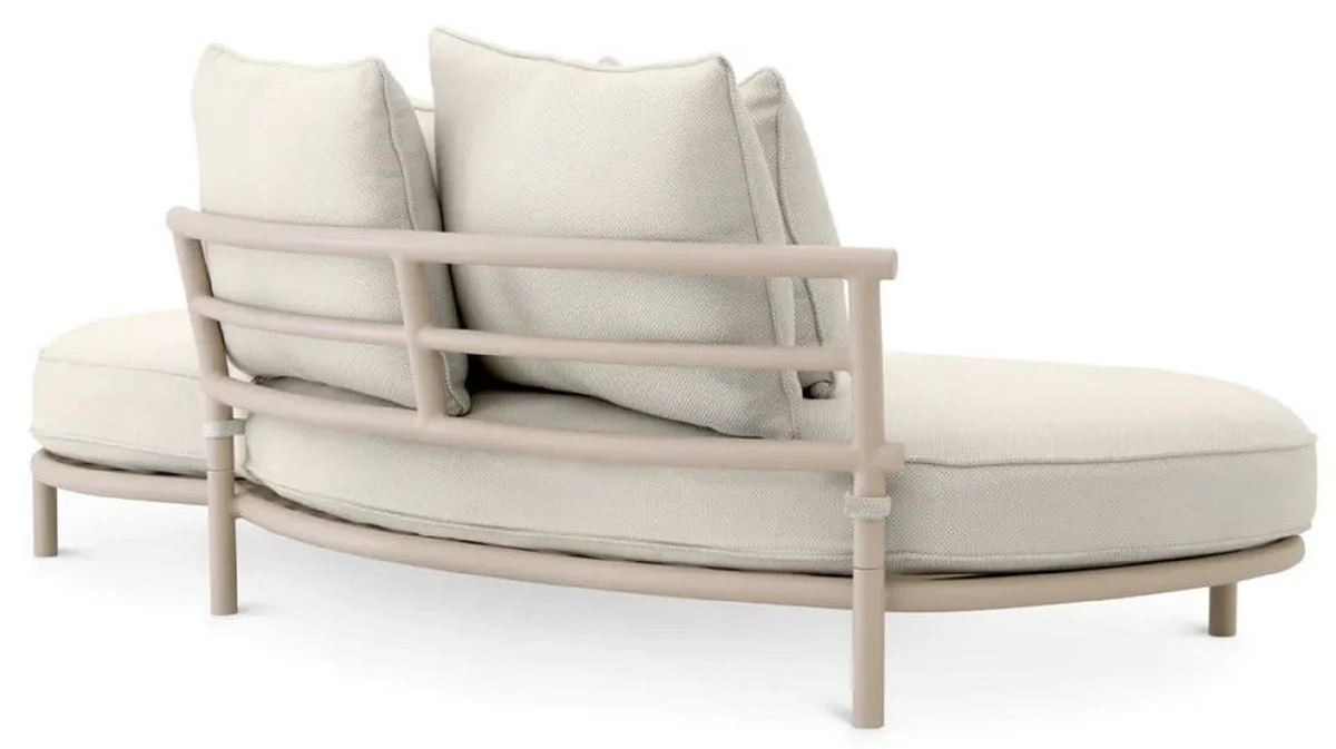 Casa Padrino sof¨¢ de exterior de jard¨ªn de lujo lado derecho blanco gris / arena 220 cm - Muebles de jard¨ªn de lujo