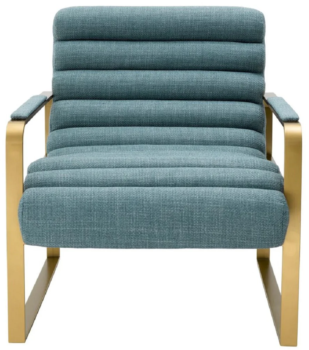 Casa Padrino sill¨®n de lujo azul / lat¨®n 68,5 x 88 x A. 77 cm - Sill¨®n de sal¨®n - Sill¨®n de hotel - Muebles de sal¨®n - Muebles de hotel - Muebles de lujo - Interiores de lujo