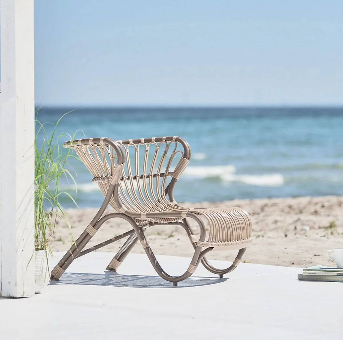 Casa Padrino sillón de jardín de lujo moca / beige 79 x 92 x A. 68 cm - Sillón de jardín y terraza resistente a la intemperie - Muebles de Jardín y Terraza - Calidad de Lujo