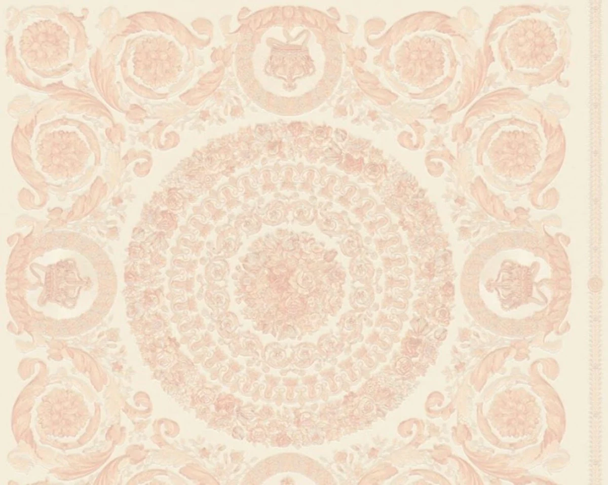 Papel Pintado no Tejido Barroco de Diseño Versace IV 37055-6 - Crema / Rosa - Papel Pintado de Diseño - Alta Calidad
