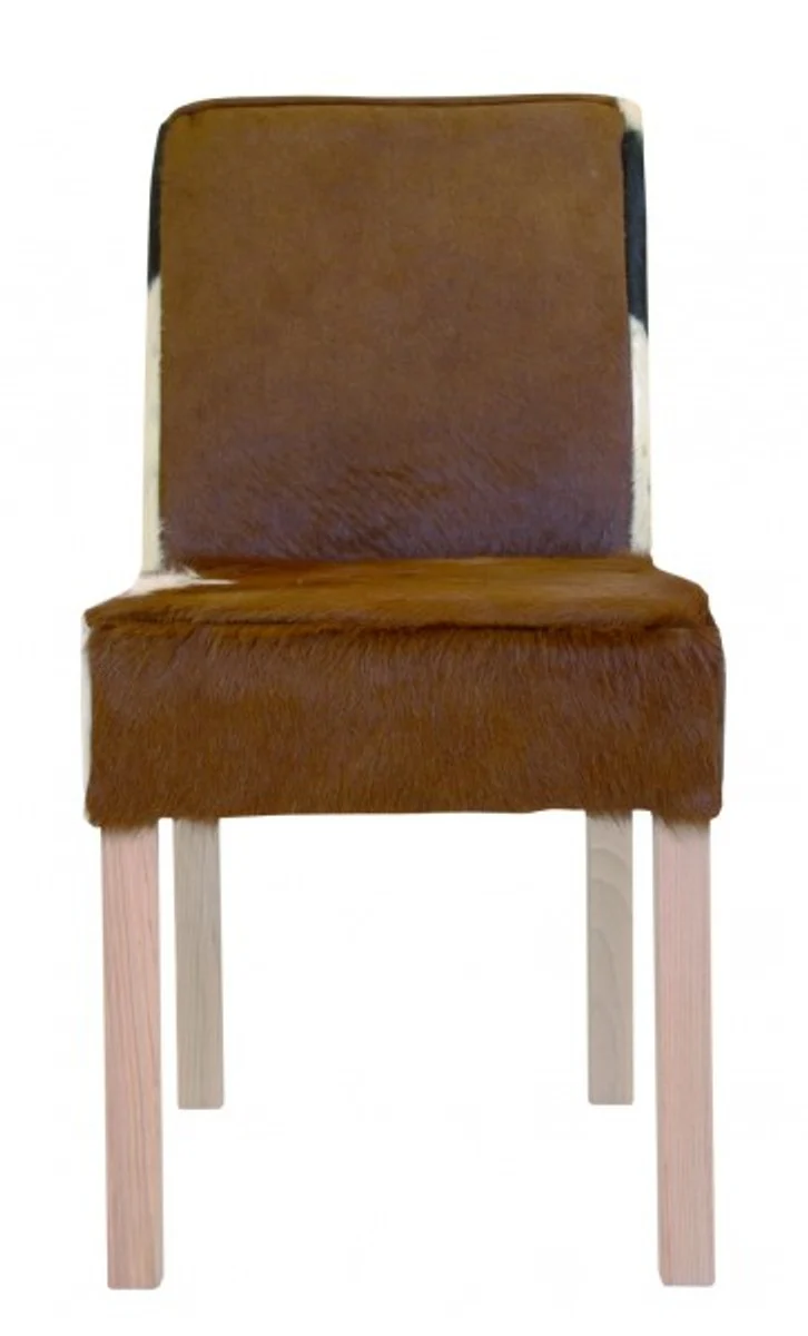 Casa Padrino designer eat room chair modef 35 Cowhide - Genuine Fur hotel furniture - beech wood