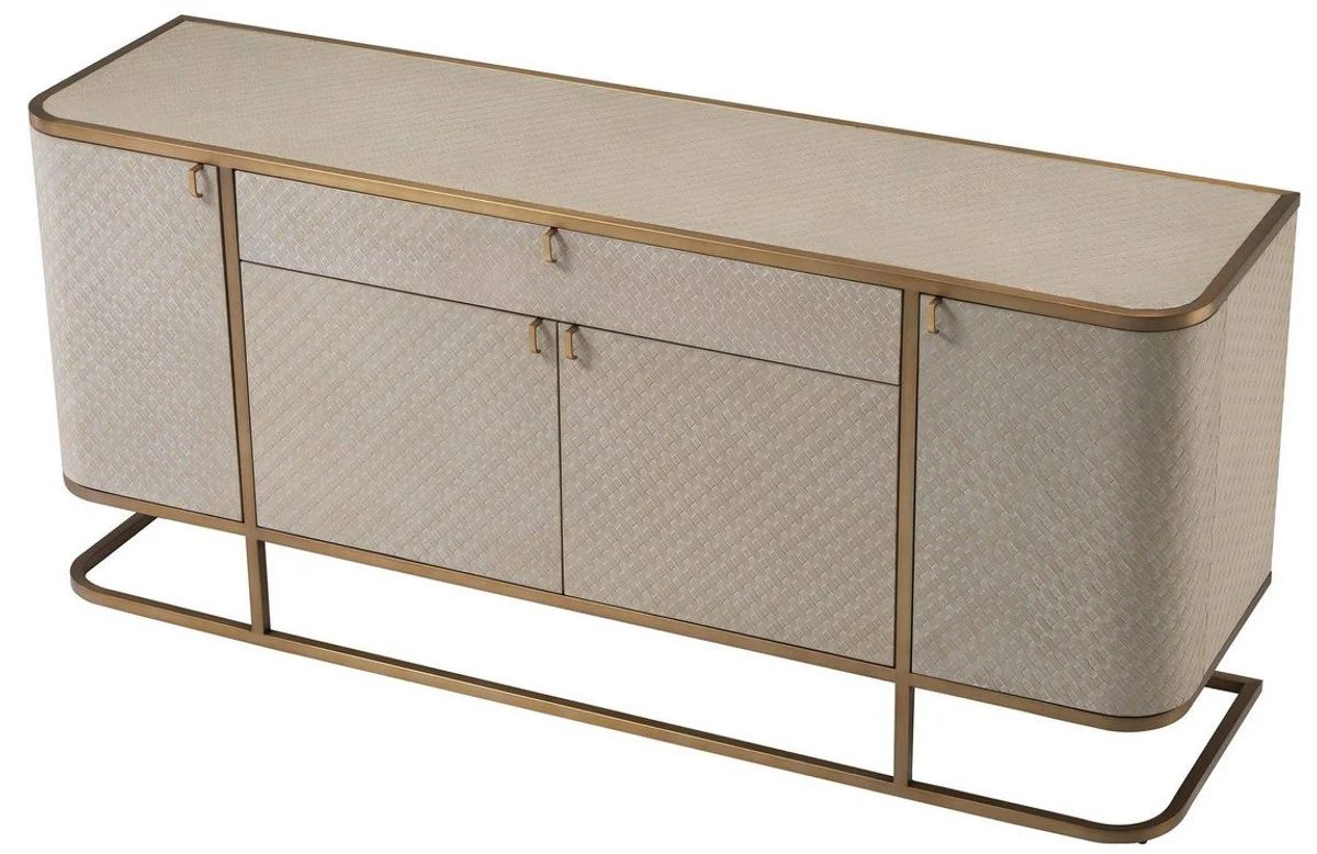 Casa Padrino c¨®moda de lujo con 4 puertas y caj¨®n beige / lat¨®n 170 x 46 x A. 75 cm - Aparador - Armario - Muebles de lujo - Calidad de Lujo