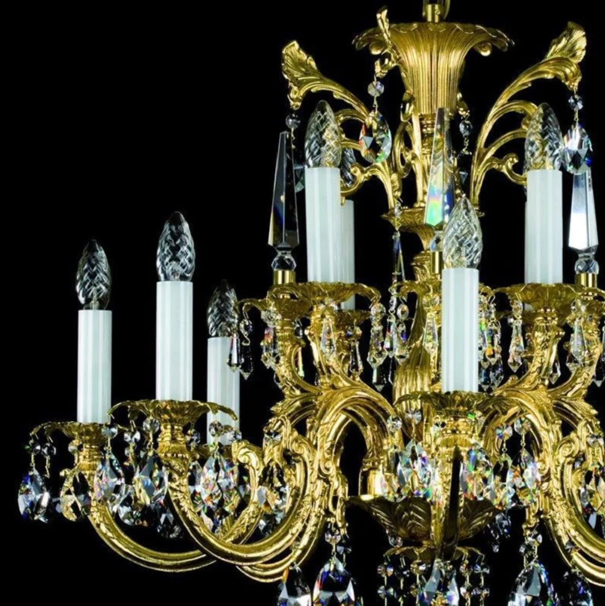 Casa Padrino araña de luces barroco de lujo oro Ø 84 x A. 67 cm - Magnífica lámpara de araña con cristal de Bohemia - Noble & Magnífica