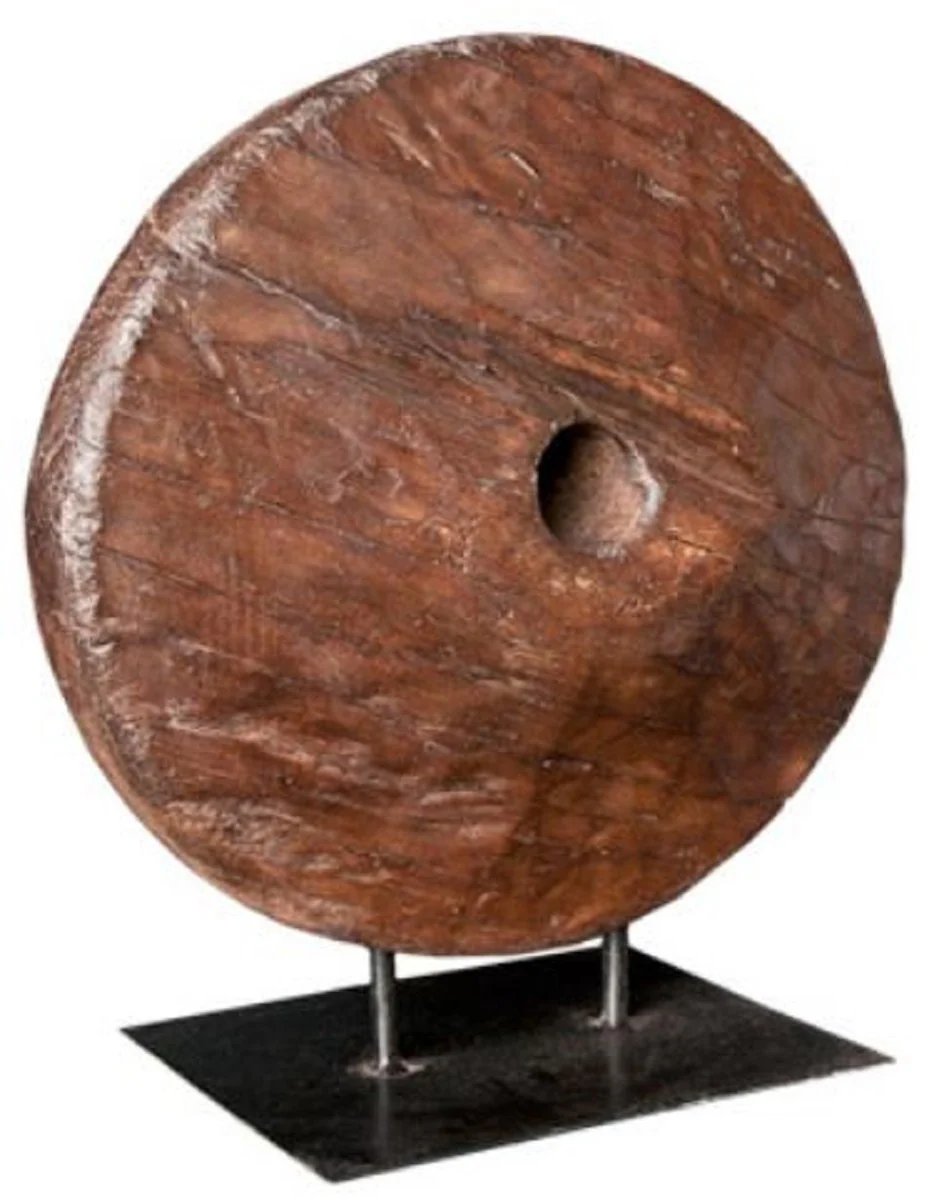 Casa Padrino rueda de madera decorativa de lujo marrón / negro 52 x 48 x H. 20 cm - Accesorios Deco