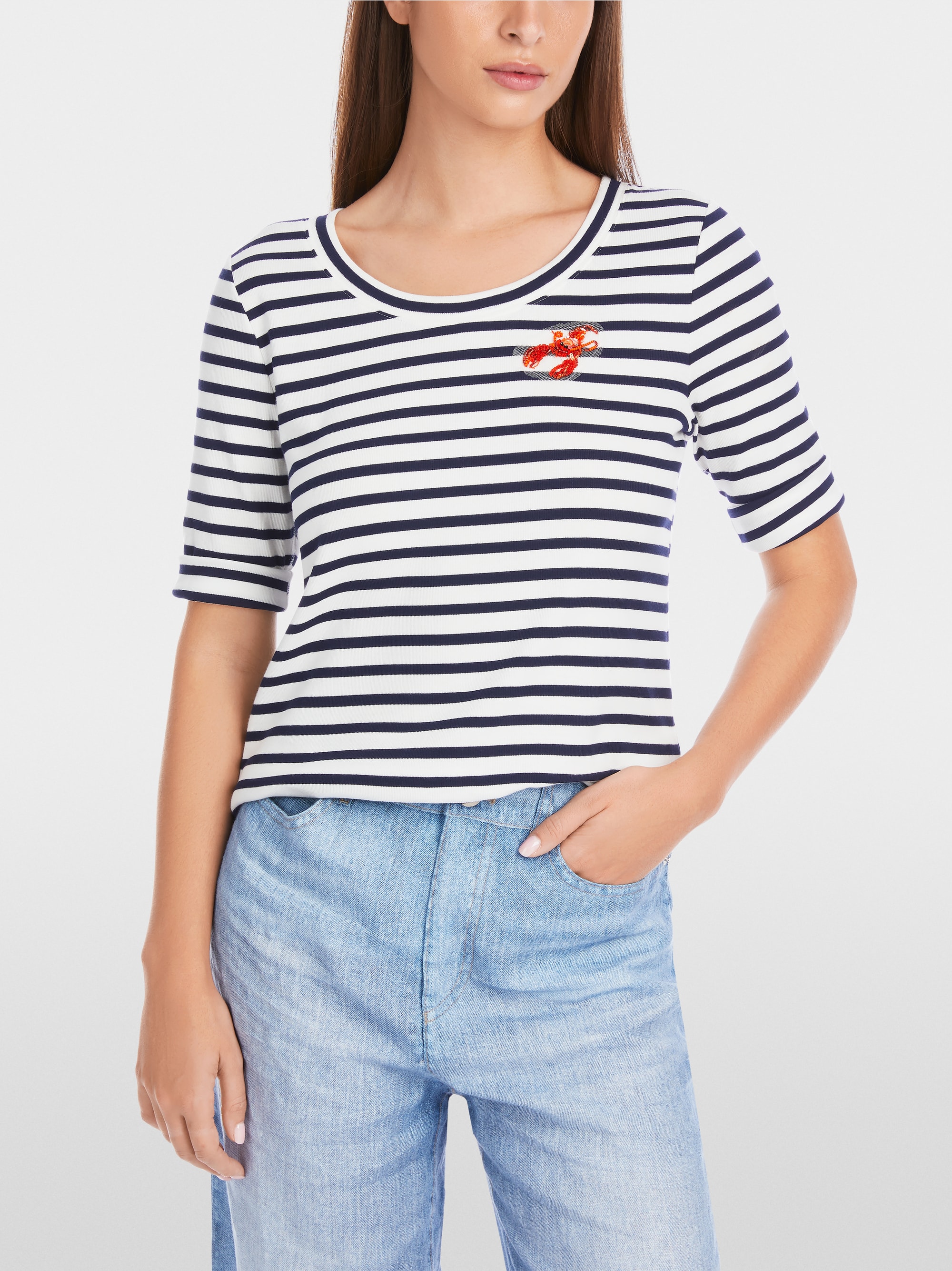Marc-Cain Striped T-shirt in cotton rib