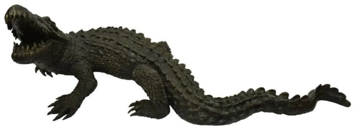 Casa Padrino figura de bronce de lujo cocodrilo bronce 180 x 90 x H. 65 cm - Escultura de Bronce de Lujo - Estatuilla Decorada - Calidad de Lujo