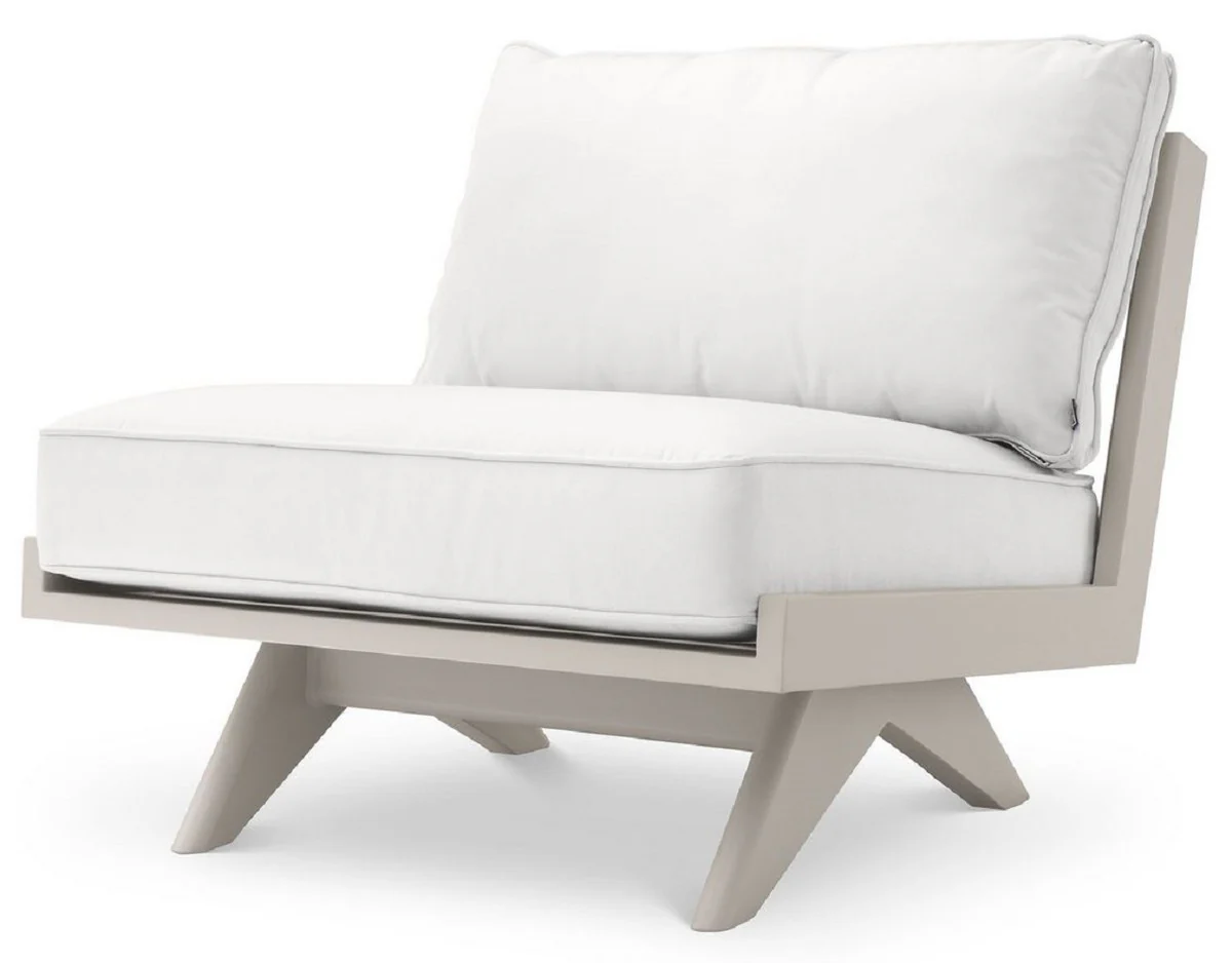 Casa Padrino sill¨®n de jard¨ªn de lujo blanco / arena 80 x 88 x A. 76 cm - Muebles de Hotel de Terraza de Jard¨ªn - Calidad de Lujo