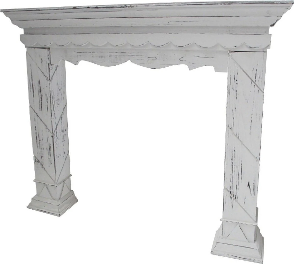 Casa Padrino Country Style Fireplace Surround Antique White 116 x 22 x H. 99 cm - Handmade Fireplace Surround in Shabby Chic Look