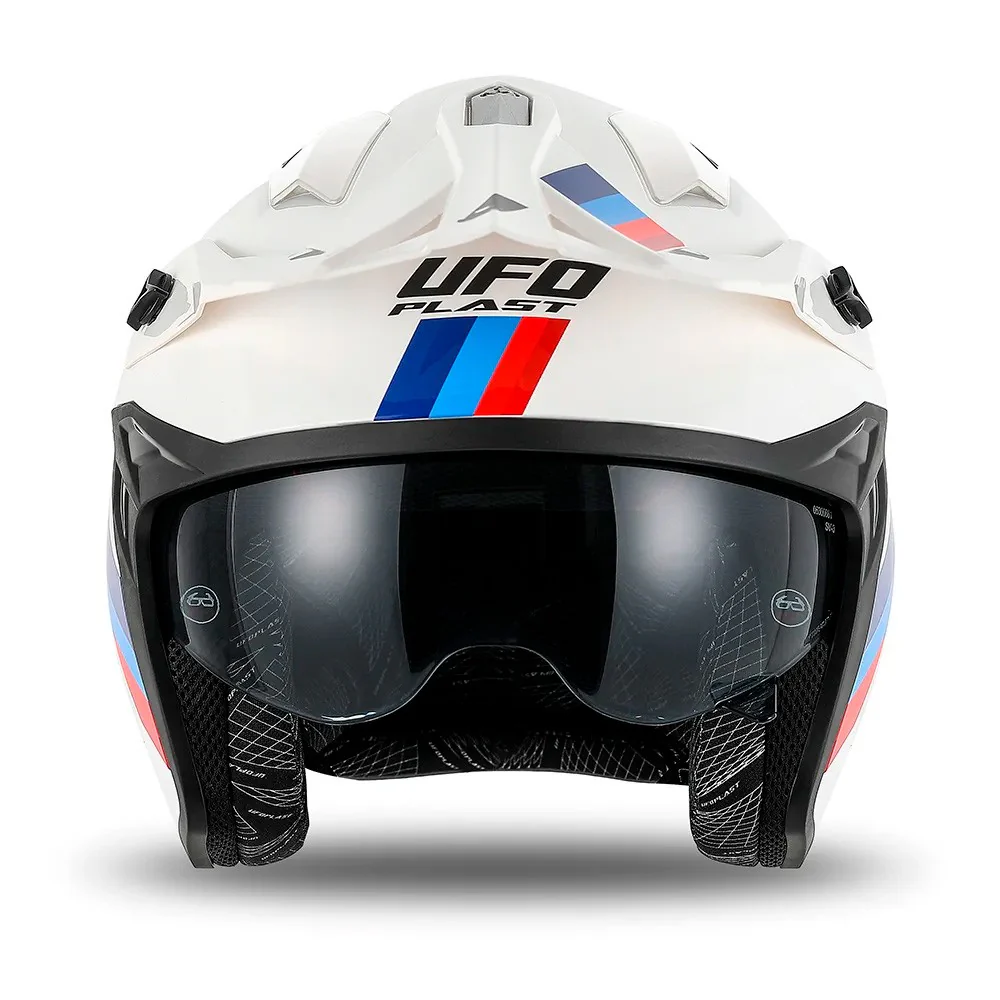 CASCO JET UFO SHERATAN CROSS BLANCO / AZUL / ROJO