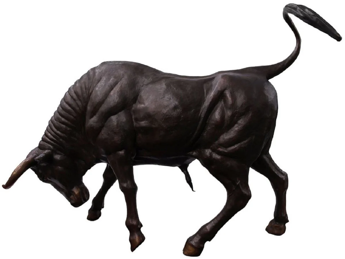 Casa Padrino escultura decorativa de bronce de lujo toro 230 x 58 x A. 142 cm - Enorme escultura de bronce - Figura animal tamaño natural - Figura de toro de bronce XXL - Escultura de jardín XXL