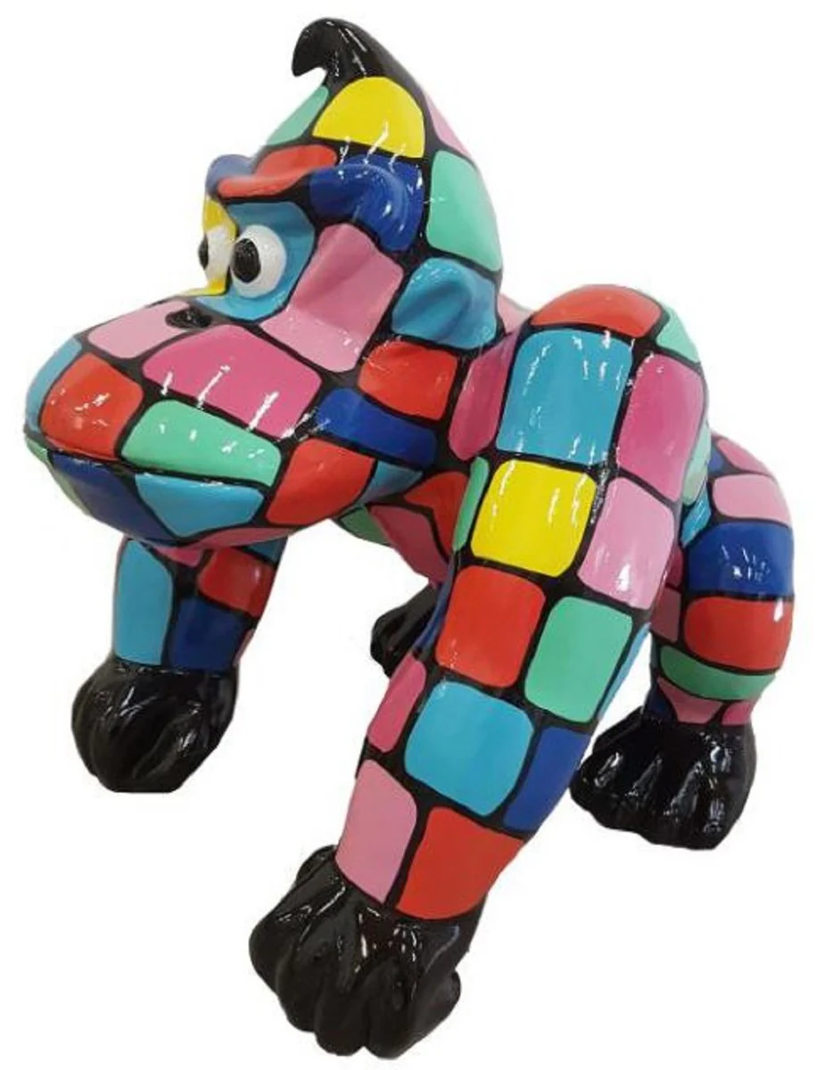Casa Padrino figura decorativa de diseño mono gorila multicolor A. 70 cm - Escultura decorativa resistente a la intemperie - Decoración Salón Terraza Jardín
