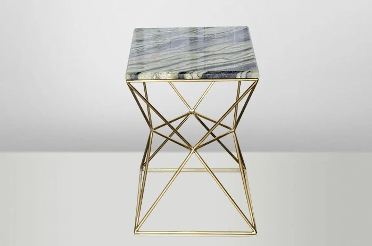 Casa Padrino Art Deco Side Table Gold metal / marble 35 x 35 cm Art Nouveau table - Furniture flower stand