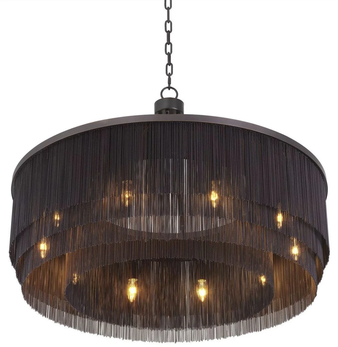 Casa Padrino araña de luces de acero de lujo bronce Ø 90 x A. 61 cm - Araña de Luces Redonda para Hoteles y Restaurantes - Calidad de Lujo