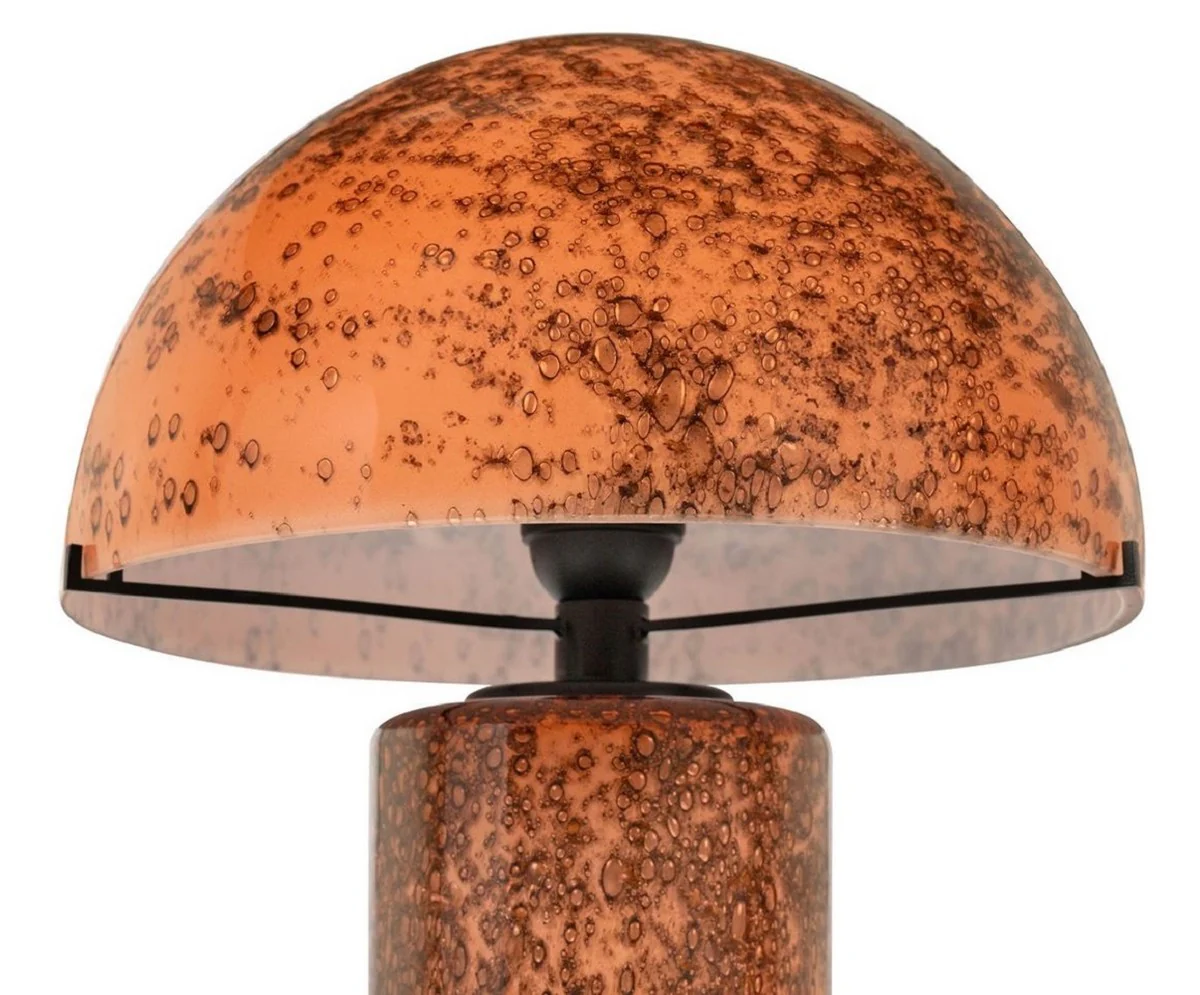 Casa Padrino l¨¢mpara de mesa de vidrio de lujo naranja / marr¨®n A. 36 cm - L¨¢mpara de escritorio redonda