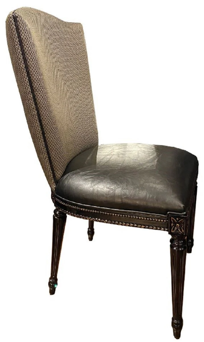 Casa Padrino conjunto de sillas de comedor barroco de lujo oro / negro - Conjunto de sillas de cocina de 6 - Muebles de comedor barrocos - Noble & Splendid