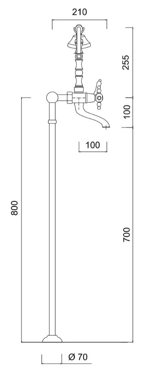 Casa Padrino Grifo de Bañera Art Nouveau Plata H. 105,5 cm - Grifo de Bañera Nostálgico para Baño con Ducha y Pies de Soporte