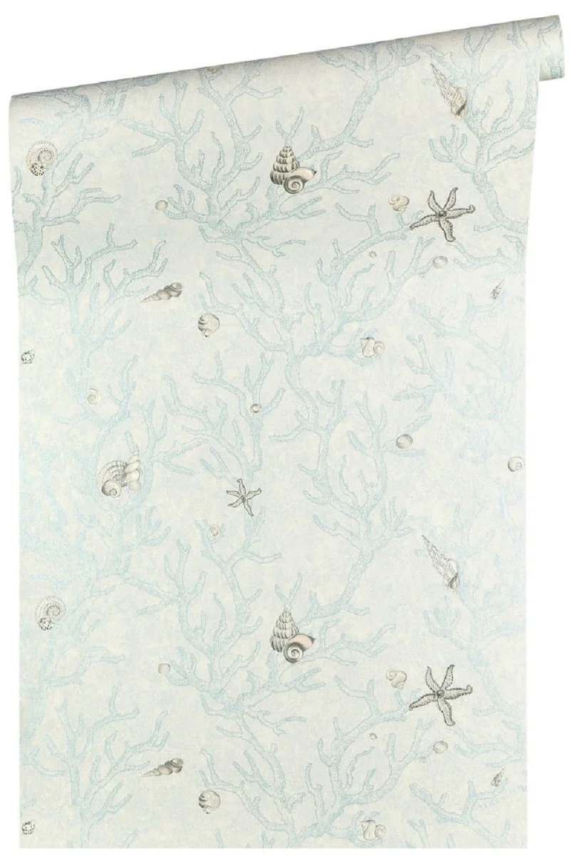 Papel pintado no tejido barroco diseñador Versace Les Etoiles de la Mer 344963 azul metalizado - Design Papel Pintado - Papel Pintado de Lujo