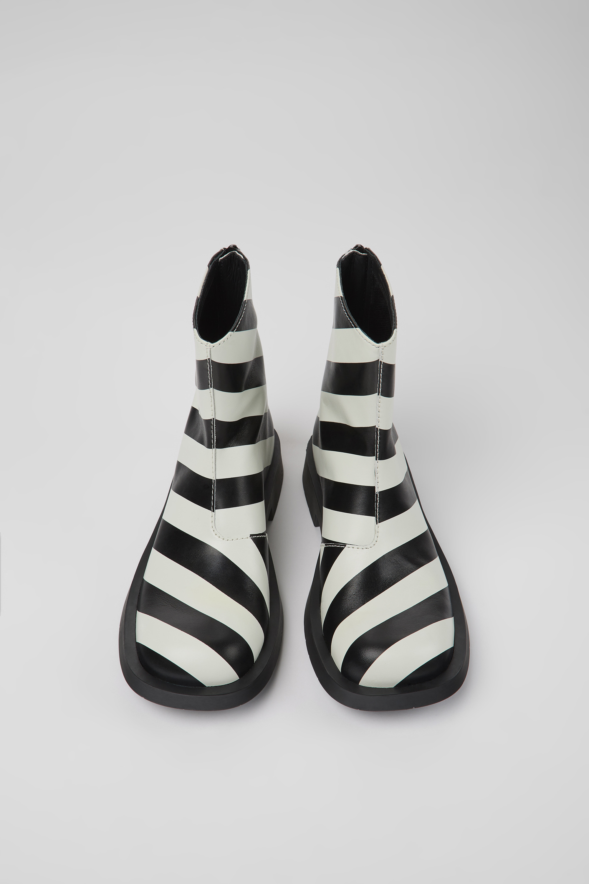 MIL 1978 - Black and white leather ankle boots for women