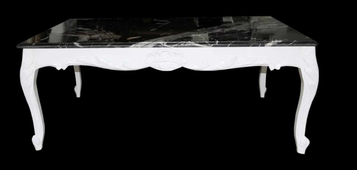 Casa Padrino Baroque coffee table white with marble top 120 x 80 cm - Limited Edition