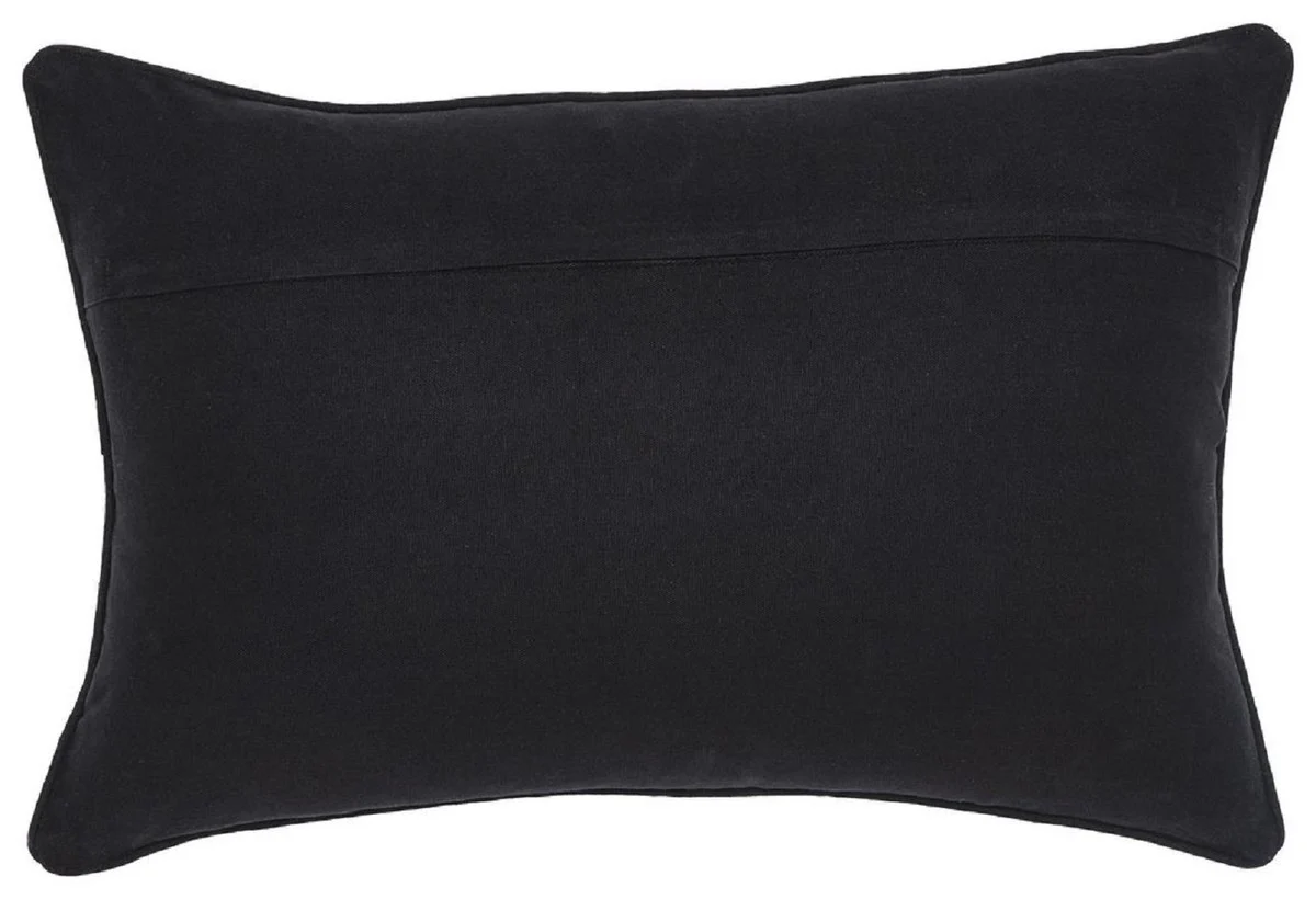 Casa Padrino cojín decorativa de lujo negro / oro 60 x 40 cm - Almohada decorativa rectangular con patrón elegante - Calidad de Lujo - Colección Hotel