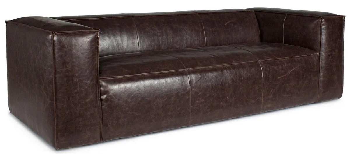 Casa Padrino sof¨¢ en cuero artificial marr¨®n oscuro 224 x 99 x A. 67,5 cm - Sof¨¢ de sal¨®n - Muebles de sal¨®n - Muebles de cuero artificial - Muebles de lujo - Interiores de lujo
