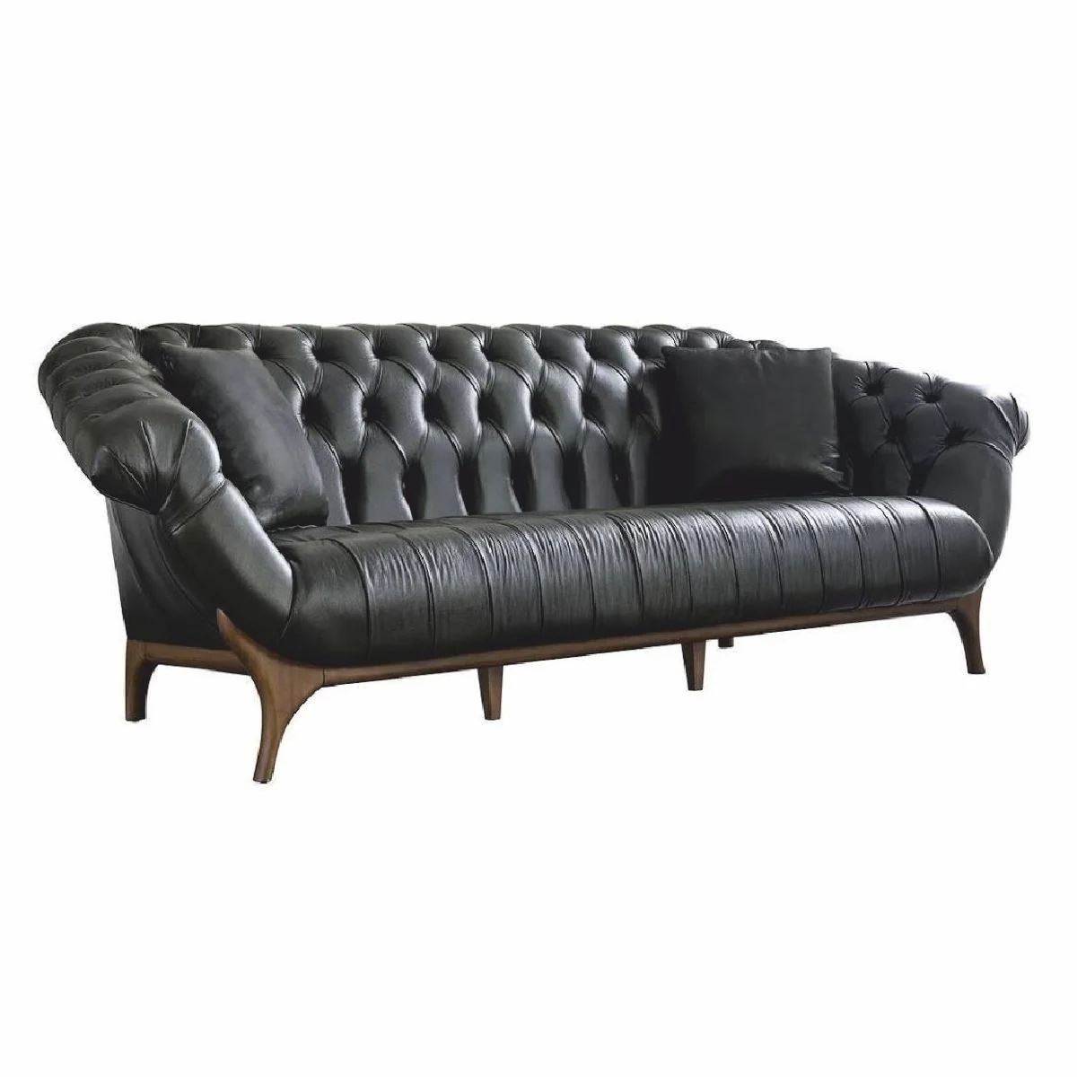 Casa Padrino sof¨¢ Chesterfield de lujo de cuero genuino verde oscuro / marr¨®n 270 cm - Muebles de cuero genuino