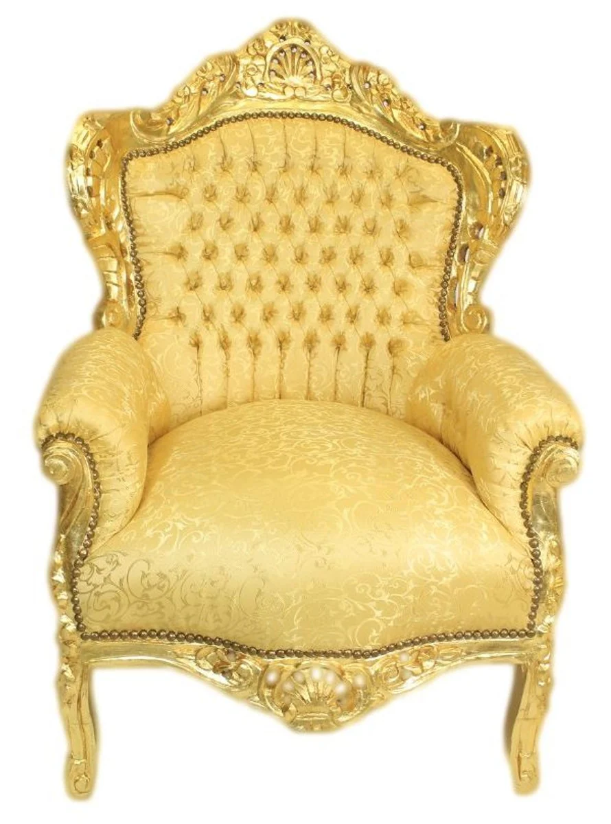 Conjunto de sala de estar barroca Casa Padrino Patr¨®n dorado / dorado - Sof¨¢ 3 plazas + 2 sillones