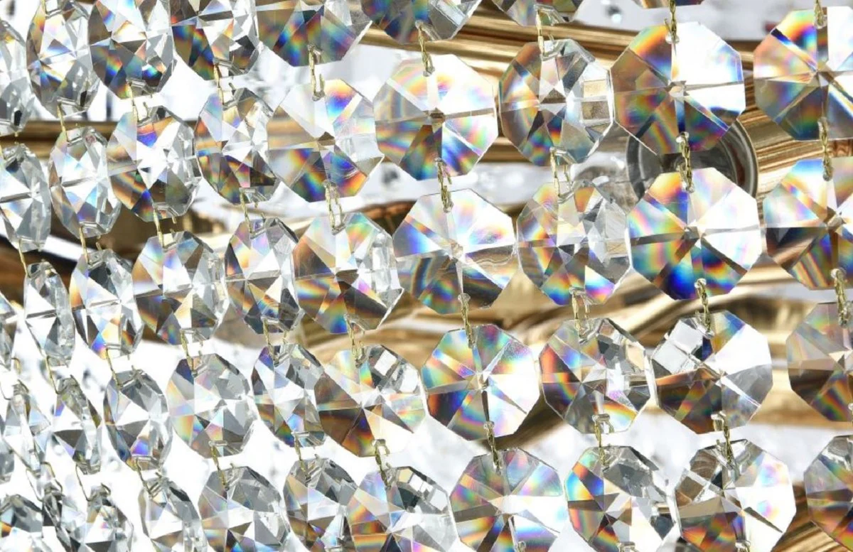 Casa Padrino araña de luces de cristal barroco oro antiguo Ø 100 x A. 68,8 cm - Lámpara de araña redonda de estilo barroco - Araña de salón barroco - Noble y Magnífica