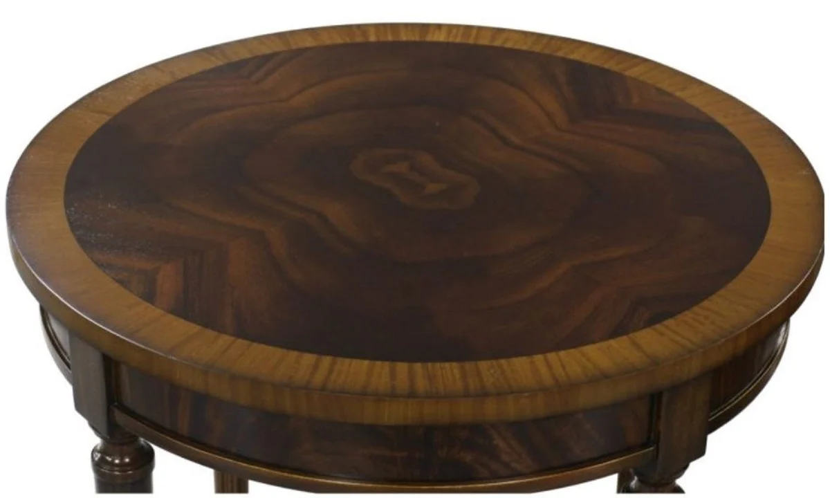 Casa Padrino mesa auxiliar barroco de lujo marrón oscuro / marrón claro Ø 58 x H. 80 cm - Muebles Barrocos