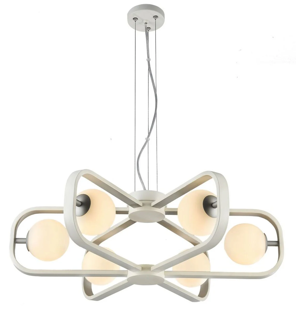 Casa Padrino lámpara colgante de lujo blanco / plata Ø 65 x H. 20 cm - Colección de Lujo