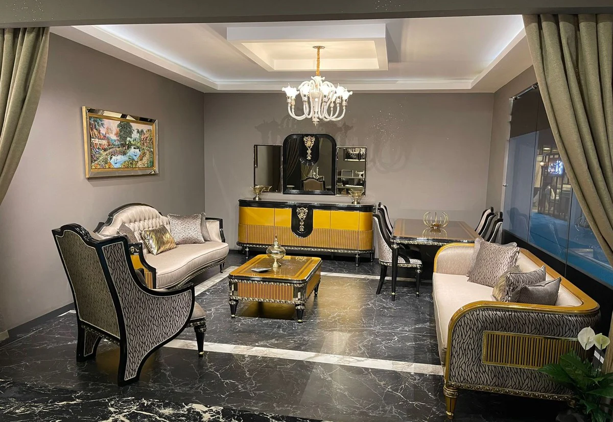 Casa Padrino mesa de centro barroco de lujo oro / negro / oro - Magn¨ªfica mesa de sal¨®n de estilo barroco - Muebles de sal¨®n estilo barroco - Muebles de lujo estilo barroco - Muebles barrocos