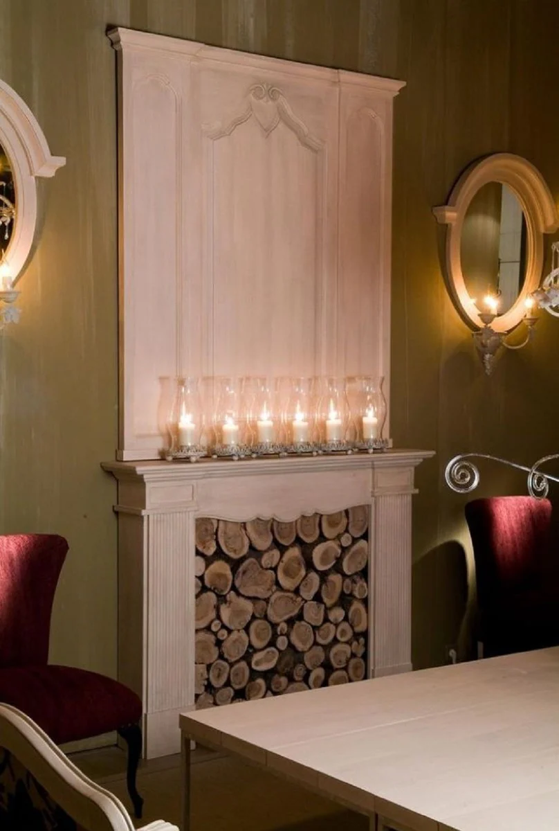 Casa Padrino marco de chimenea de madera maciza de estilo campestre de lujo gris - Muebles de Sal¨®n y Hotel de Estilo Campestre - Calidad de Lujo