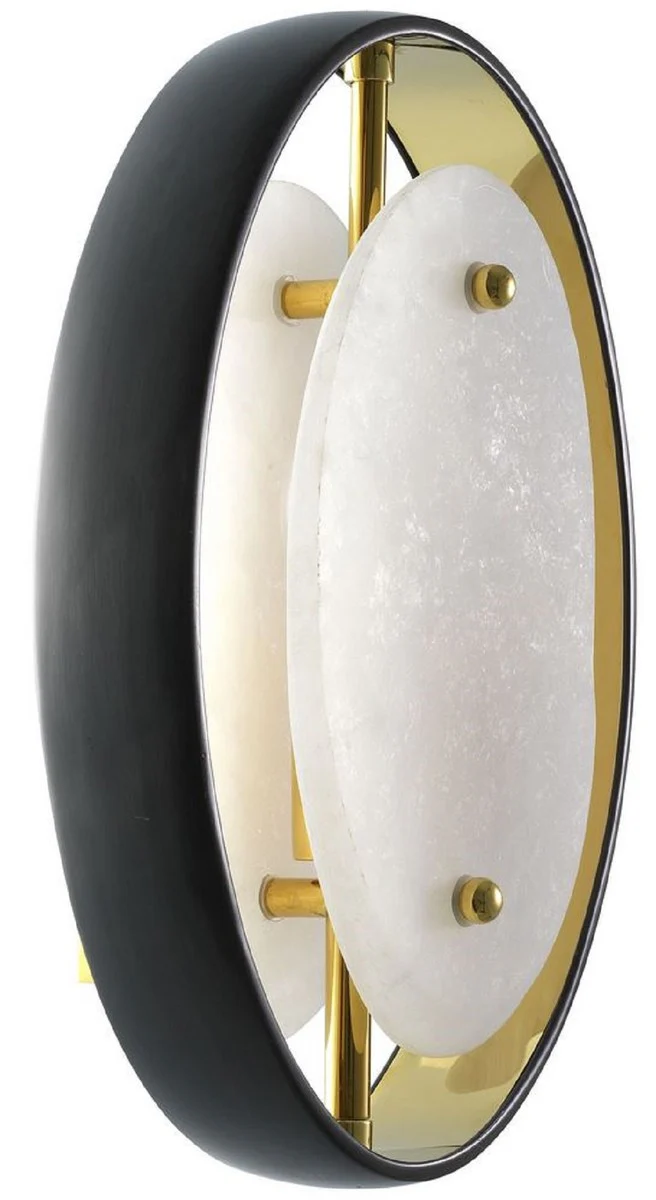 Casa Padrino lámpara de pared de lujo negro / oro / alabastro 22,5 x 10 x A. 29,5 cm - Lámpara de pared moderna - Lámparas de Lujo