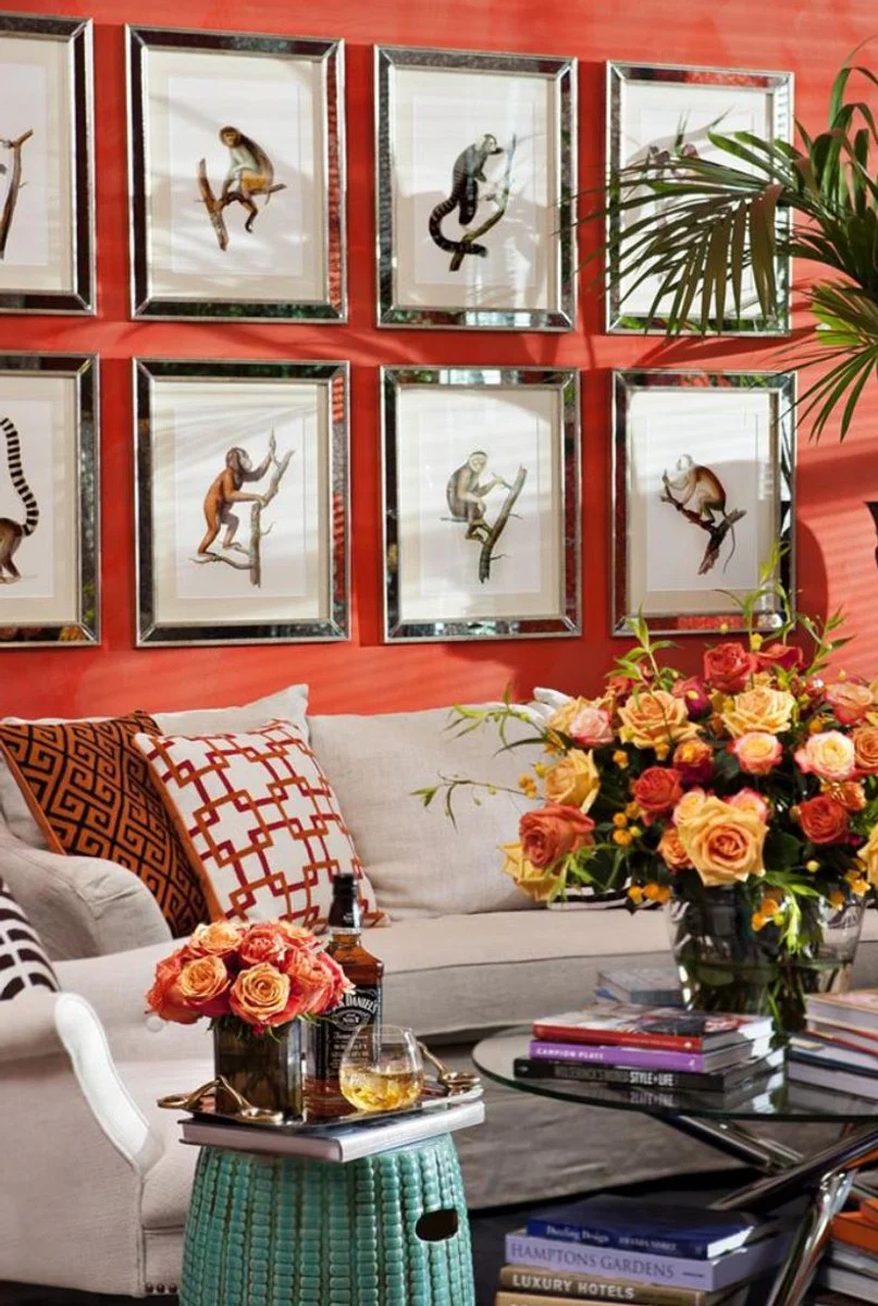 Casa Padrino almohada decorativo en blanco / naranja / rojo 50 x H. 50 cm - accesorios de sal¨®n de lujo