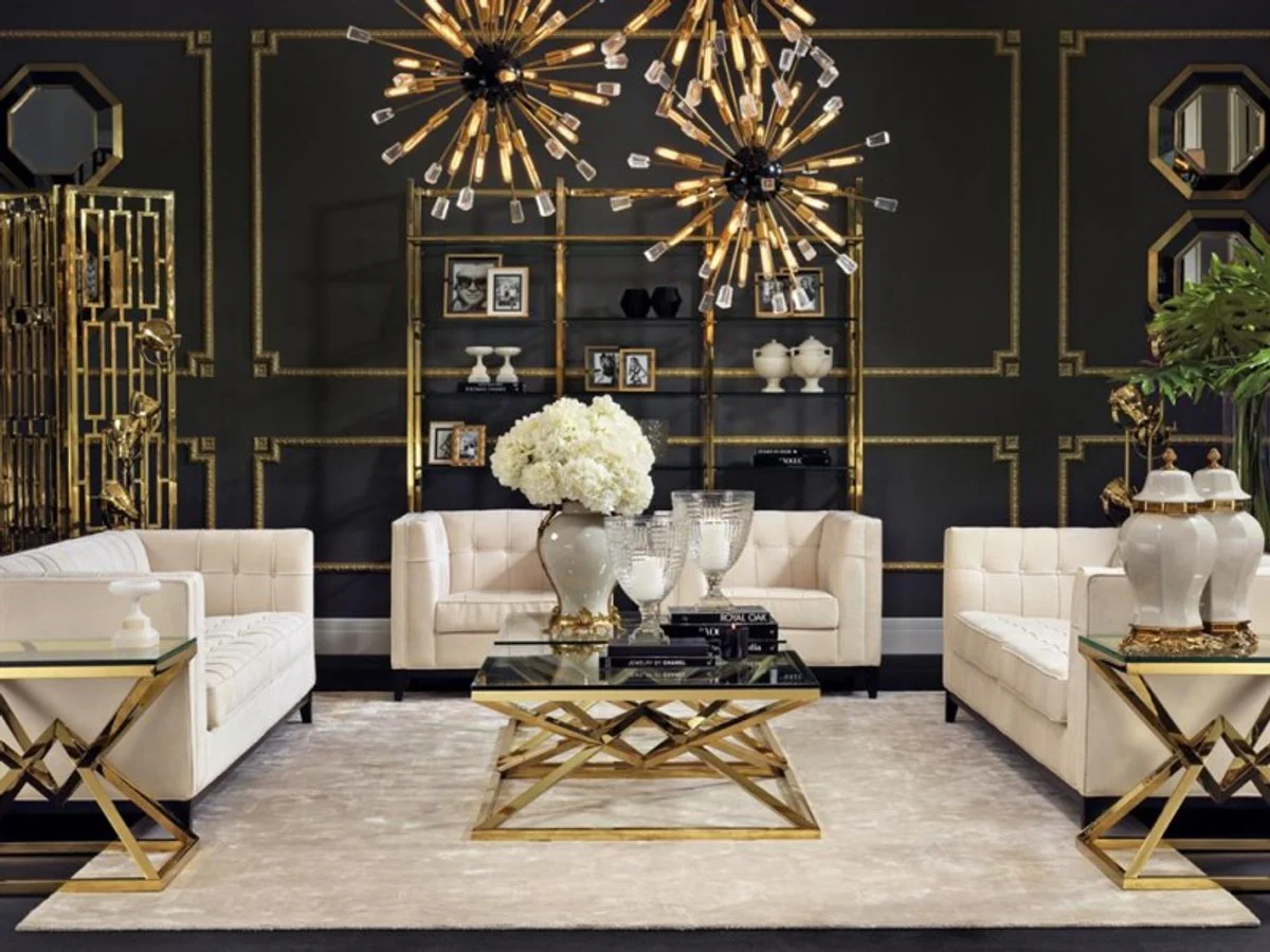 Casa Padrino luxury side table stainless steel gold finish 65 x 50 x H 60 cm - table furniture