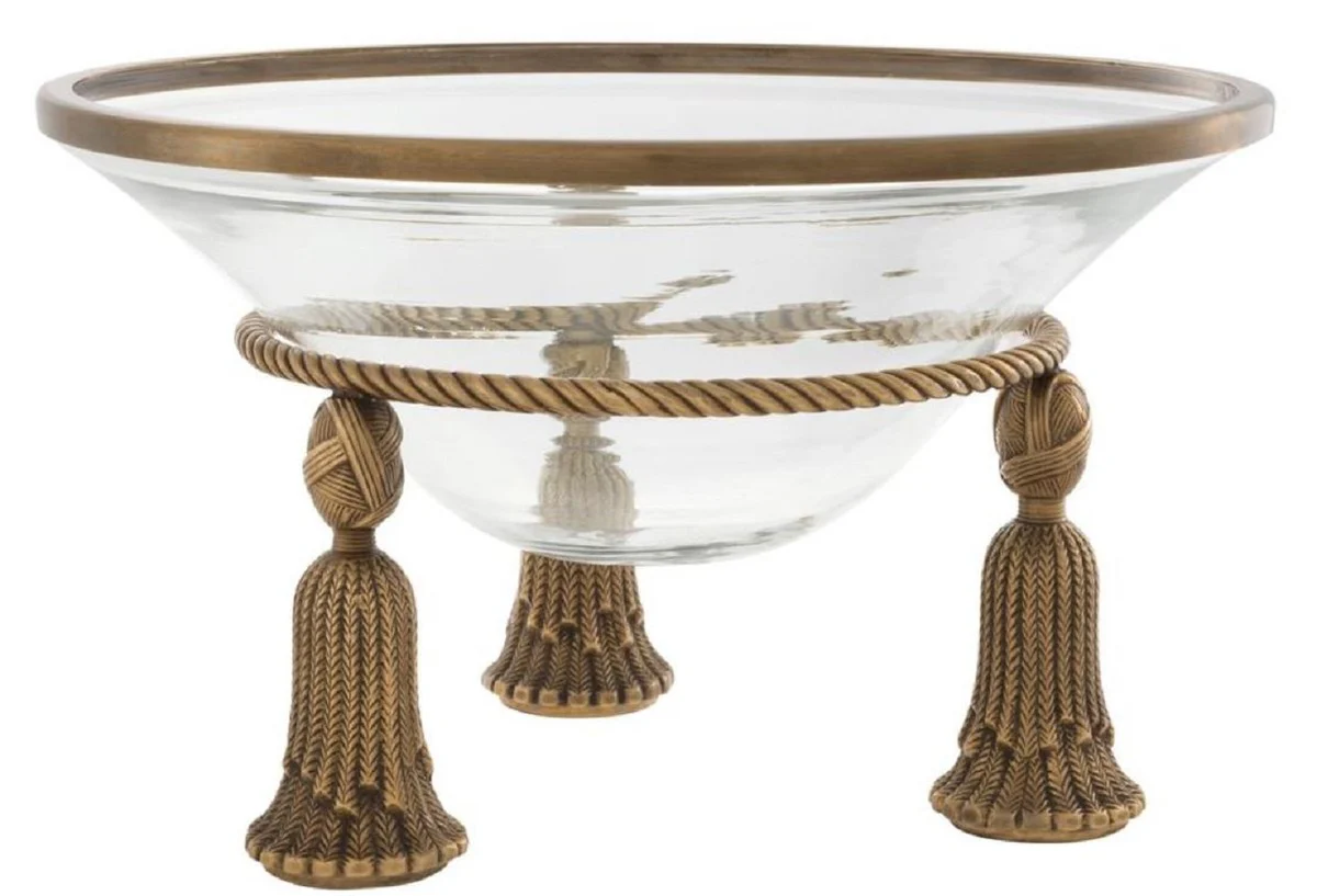 Casa Padrino tazón de lujo latón vintage Ø 36 x H. 21 cm - Accesorios de Decoración de Hotel y Restaurante