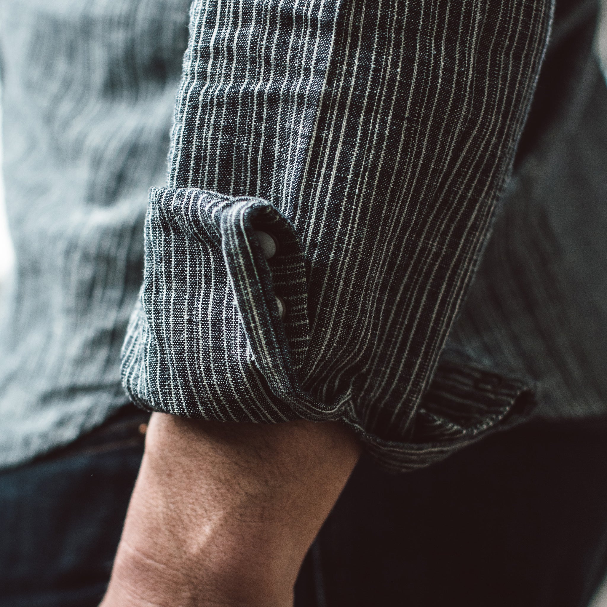 The Western Shirt in Hemp Stripe Chambray