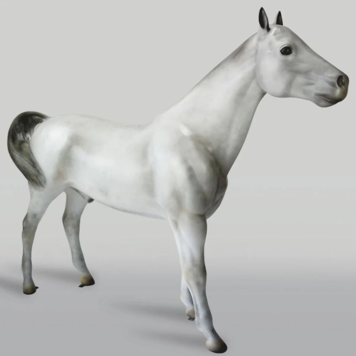 Casa Padrino escultura decorativa XXL caballo blanco / negro 245 cm - Figura de jard¨ªn de tama?o natural