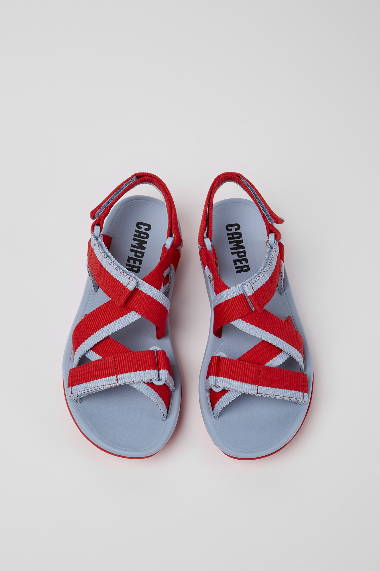 Match - Red and blue recycled PET sandals for women