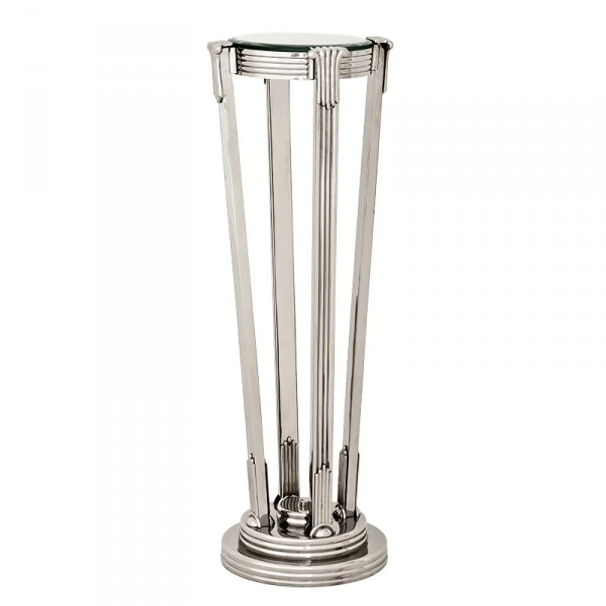 Casa Padrino Luxury Baroque Side Table / Column Brass Vintage Nickel Finish 36 x H 105.5 cm - Table Furniture