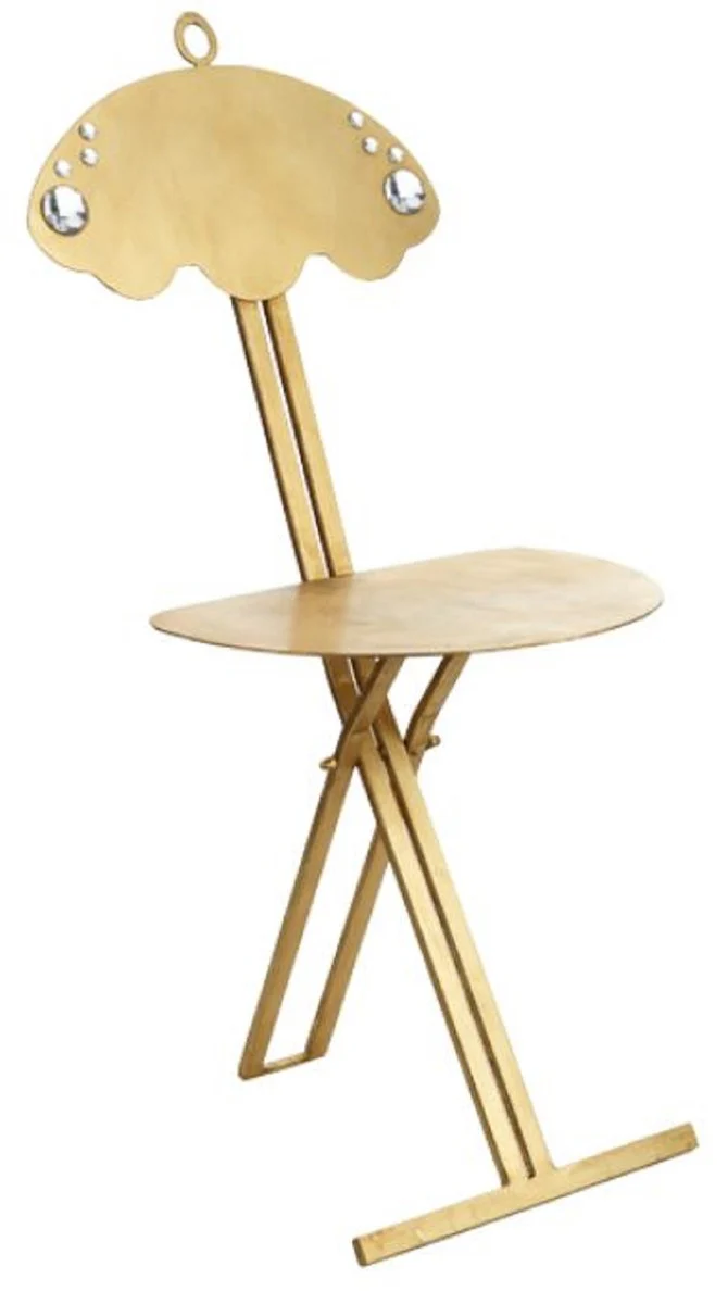 Casa Padrino silla plegable de lujo oro 42 x 32 x A. 88 cm - Silla de metal con cristal Swarovski - Muebles de Lujo