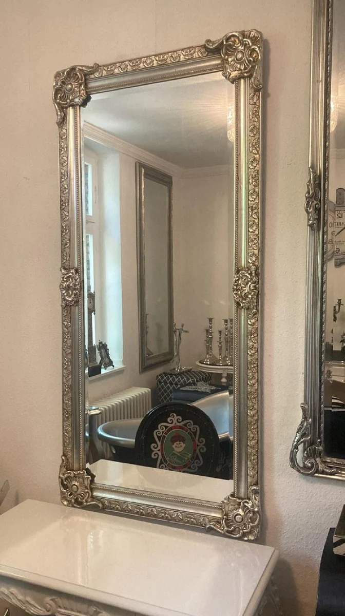 Casa Padrino espejo barroco espejo barroco plata - Espejo de pared rectangular en estilo barroco - Espejo de armario barroco hecho a mano - Magn¨ªficos muebles barrocos - Interior barroco