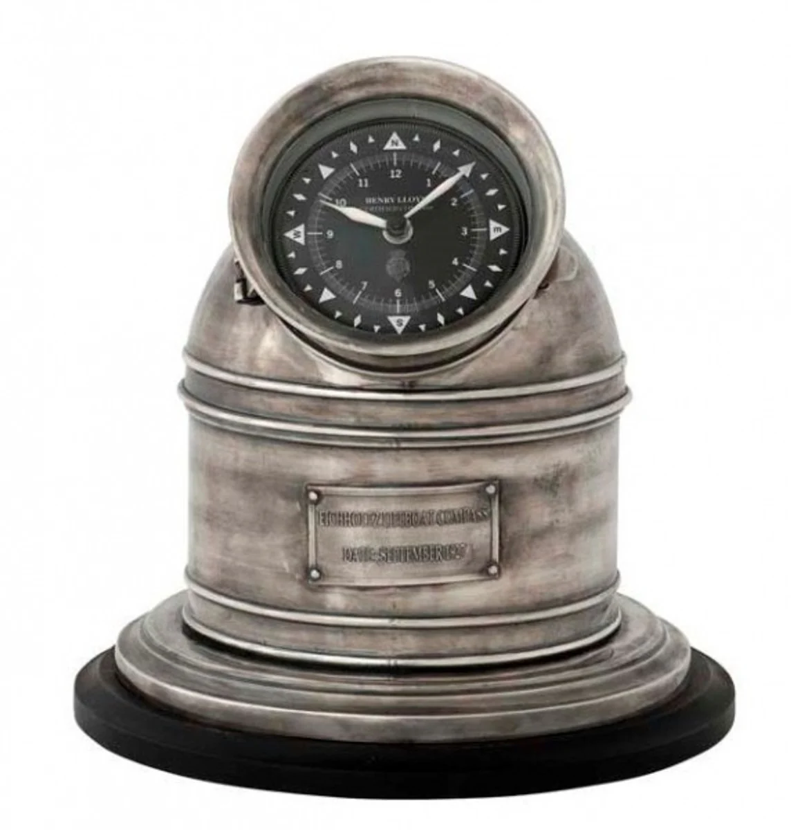 Designer Luxury Clock Compass Henry Lloyd Collection Altik silver-look-precious & Sumptuously - Table Clock